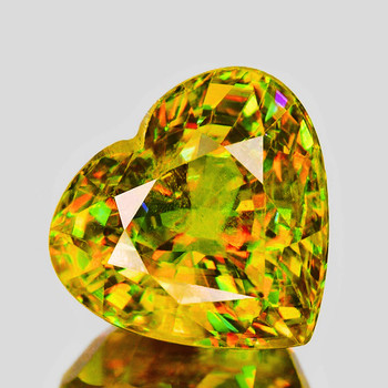 6.00 mm Heart {1.02ct} Superb Luster Rainbow Spark Natural Intense Yellow Sphene [SI]