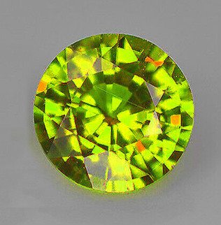 5.00 mm Round 0.70cts Superb Luster Rainbow Spark Natural Canary Green Sphene [Flawless-VVS]