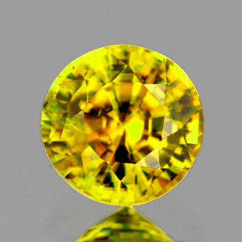 5.30 mm Round 0.75ct Superb Luster Rainbow Spark Natural Canary Yellow Sphene [SI]