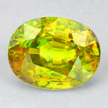 8x6.5 mm Oval 1.50cts Superb Luster Rainbow Spark Natural Canary Green Sphene [Flawless-VVS]-Top Grade
