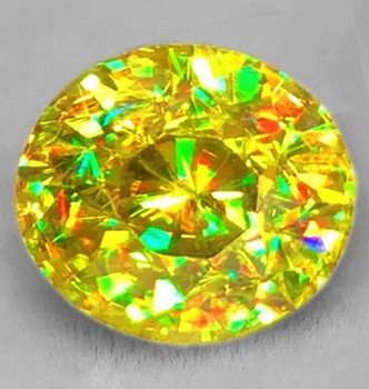 7x6 mm Oval 1.22ct Superb Luster Rainbow Spark Natural Canary Yellow Sphene [Flawless-VVS]-Top Grade