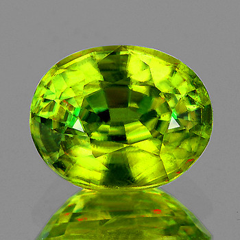 7x6 mm Oval {1.32ct} Superb Luster Rainbow Spark Natural Canary Yellow Sphene [VVS]-Top Grade