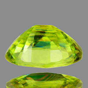 6.5x5.5 mm Oval 0.92ct Superb Luster Rainbow Spark Natural Canary Green Sphene [VVS]
