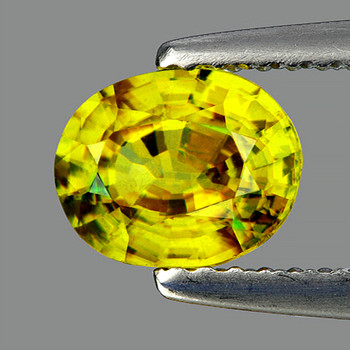 6.5x5.5 mm Oval 1.02ct Superb Luster Rainbow Spark Natural Canary Yellow Sphene [VVS]
