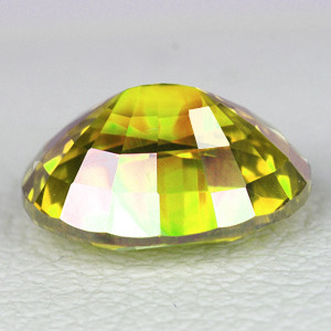 7.5x6.5 mm Oval 1.45ct Superb Luster Rainbow Spark Natural Canary Yellow Sphene [VVS]-Top Grade
