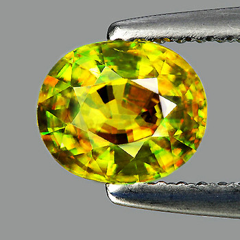 7x6 mm Oval 1.28ct Superb Luster Rainbow Spark Natural Canary Yellow Sphene [VVS]-Top Grade