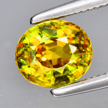 8x6.5 mm Oval 1.82ct Superb Luster Rainbow Spark Natural Canary Yellow Sphene [VVS]-Top Grade