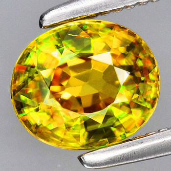 8x6.5 mm Oval 1.82ct Superb Luster Rainbow Spark Natural Canary Yellow Sphene [VVS]-Top Grade