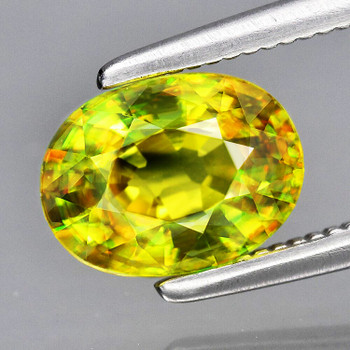 8x6 mm Oval 1.45ct Superb Luster Rainbow Spark Natural Canary Yellow Sphene [VVS]-Top Grade