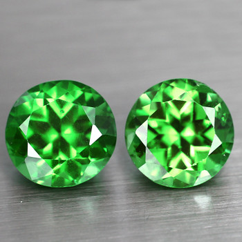 3.70 mm Round 2pcs Superb Luster Natural Chrome Green Tsavorite Garnet [Flawless-VVS]-Top Grade