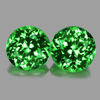 3.50 mm Round 2pcs Superb Luster Natural Chrome Green Tsavorite Garnet [Flawless-VVS]-Top Grade