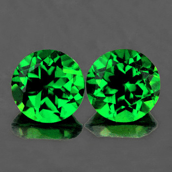 3.30 mm Round 2pcs Superb Luster Natural Intense Emerald Green Tsavorite Garnet [Flawless-VVS]-Top Grade