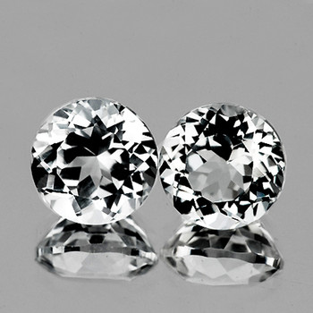 6.00 mm Round 2pcs Brilliant Fire Luster Natural White Topaz [Flawless-VVS]