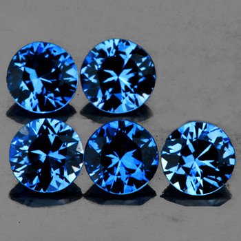 3.50 mm Round Machine Cut 5pcs Sparkling Natural Intense Bright Blue Sapphire [Flawless-VVS]