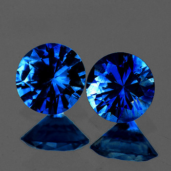 3.80 mm Round 2pcs Top Luster Natural Intense Blue Sapphire [VVS]