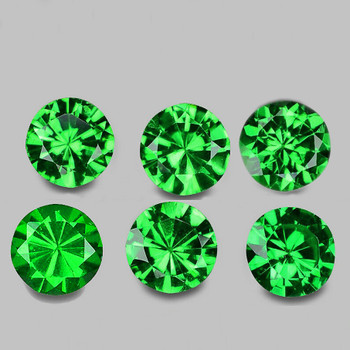 3.20 mm Round 6 pcs AAA Luster Natural Intense Chrome Green Tsavorite Garnet [Flawless-VVS]-Top