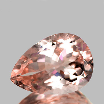 10x7 mm Pear 1.45cts Superb Luster Natural Golden Pink Morganite [Flawless-VVS]-Top Grade