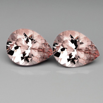 9x7 mm Pear 2 pcs Superb Luster Natural Golden Pink Morganite [Flawless-VVS]