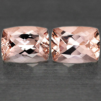 8x6 mm Cushion 2pcs Superb Luster Natural Golden Pink Morganite [Flawless-VVS]-Top Grade