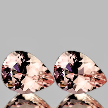 8x6 mm Pear 2 pcs Superb Luster Natural Golden Pink Morganite [Flawless-VVS]