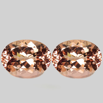 14x10 mm Oval 2 pcs Superb Luster Natural Intense Golden Pink Morganite [Flawless-VVS]-Top Grade