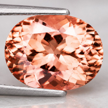 14x10 mm Oval {6.95cts} Superb Luster Natural Intense Golden Pink Morganite [Flawless-VVS]-Top Grade Free Certificate