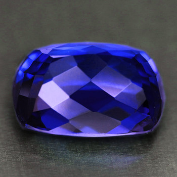 10x8 mm Cushion {3.20cts} AAA Luster Natural Superb D-Block Purple Blue Tanzanite [Flawless-VVS] Top Color