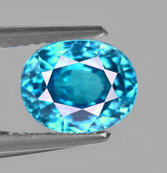 8x7 mm Oval {2.52cts} Top Luster Natural Brilliant Blue Zircon [Flawless-VVS]