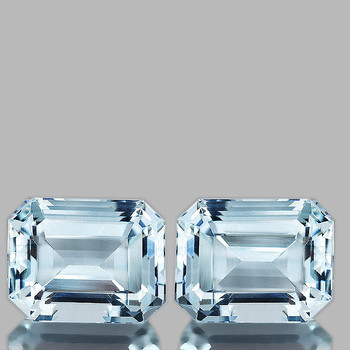 10x8 mm Octagon 2pcs AAA Fire Luster Natural Light Blue Aquamarine [Flawless-VVS]