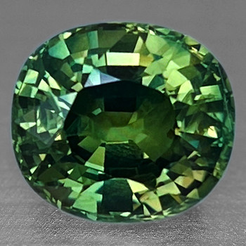8.5x7.5 mm Oval {2.42ct} Top Luster Natural Intense Green Sapphire [Flawless-VVS]-Rare Size Top Clarity