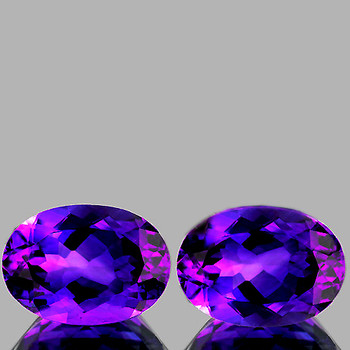 16x12 mm Oval 2pcs Superb Color Natural Royal Purple Amethyst [Flawless-VVS]