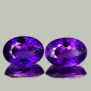 18x13 mm Oval 2pcs Fire Luster Natural Intense Purple Amethyst [Flawless-VVS]