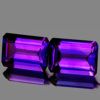 14x10 mm Octagon 2pcs Natural Royal Purple Amethyst [Flawless-VVS]-Top Grade