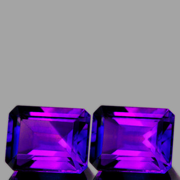 12x10 mm Octagon 2pcs Natural Royal Purple Amethyst [Flawless-VVS]-Top Grade