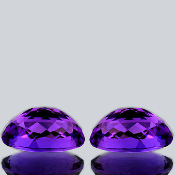 12x8 mm Oval 2pcs Fire Luster Natural Royal Purple Amethyst [Flawless-VVS]