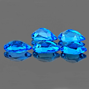 8x5 mm Pear 5 pieces Brilliant Luster Natural Swiss Blue Topaz [Flawless-VVS]
