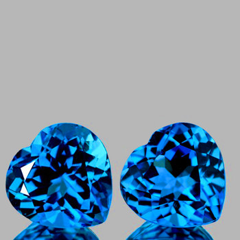 10.00 mm Heart 2pcs Superb Luster Natural Top Intense Swiss Blue Topaz [Flawless-VVS]-Top Grade