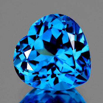 10.00 mm Heart 1 piece Superb Luster Natural Top Intense Swiss Blue Topaz [Flawless-VVS]-Top Grade
