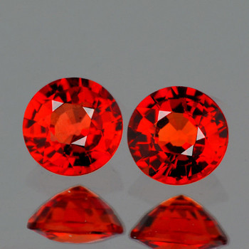 4.50 mm Round 2 pieces AAA Luster Natural Intense Orange Red Sapphire [Flawless-VVS]