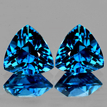 10.00 mm Trillion 2pcs Superb Luster Natural Intense London Blue Topaz [Flawless-VVS]