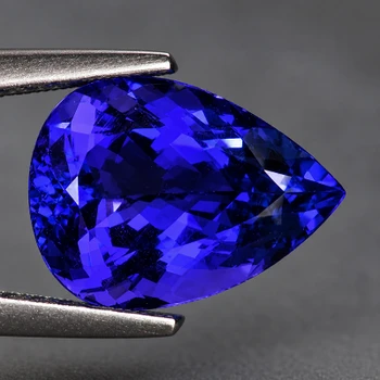 10x7 mm Pear {2.01cts} AAA Fire Luster Natural D-Block Violetish Blue Tanzanite [Flawless-VVS] Free Certificate