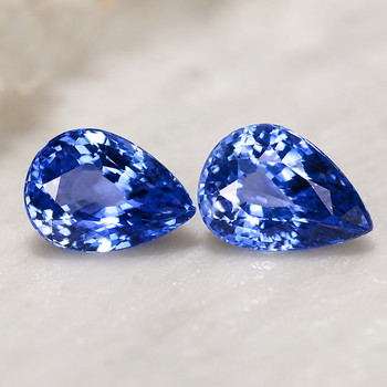 7x4.5 mm Pear 2 pcs Top Luster Natural Intense Blue Sapphire [Flawless-VVS]