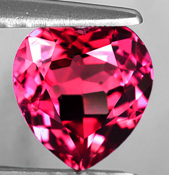 6.50 mm Heart {0.92ct} Superb Luster Natural Top Color Pink Red Tourmaline [Flawless-VVS]
