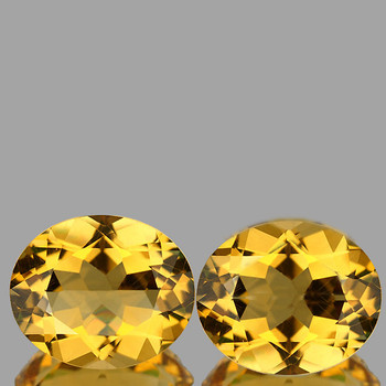 14x12 mm Oval 2 pieces Top Luster Natural Golden Yellow Citrine [Flawless-VVS]