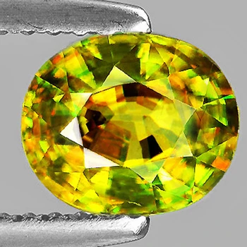 7x6 mm Oval 1.12ct Superb Luster Rainbow Spark Natural Canary Yellow Sphene [Flawless-VVS]-Top Grade