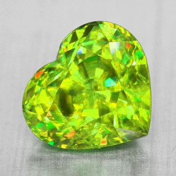 6.00 mm Heart {0.90cts} Superb Luster Rainbow Spark Natural Canary Green Sphene [VVS]
