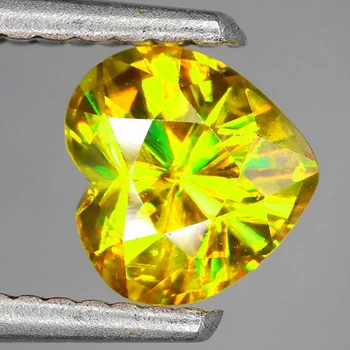 6x5.5 mm Heart {0.78ct} Superb Luster Rainbow Spark Natural Canary Yellow Sphene [VVS]