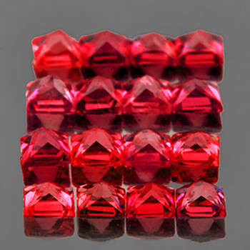 2.00 mm Square Machine Cut 16pcs Natural Intense Red Jedi Spinel [Flawless-VVS]