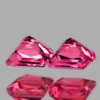 3.00 mm Square Machine Cut 2pcs Natural Intense Pink Jedi Spinel [Flawless-VVS]