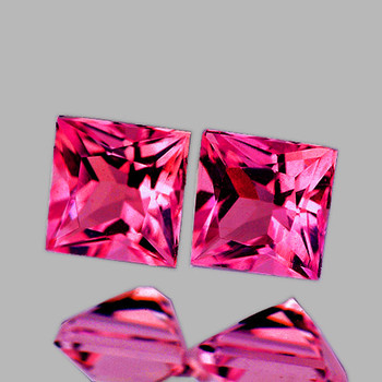3.00 mm Square Machine Cut 2pcs Natural Intense Pink Jedi Spinel [Flawless-VVS]